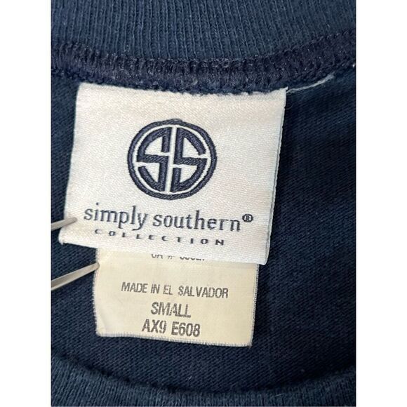 Simply Southern AX9 E608 Graphic T-shirt "Sail Away" Navy Blue LS Shirt Small - Picture 7 of 10